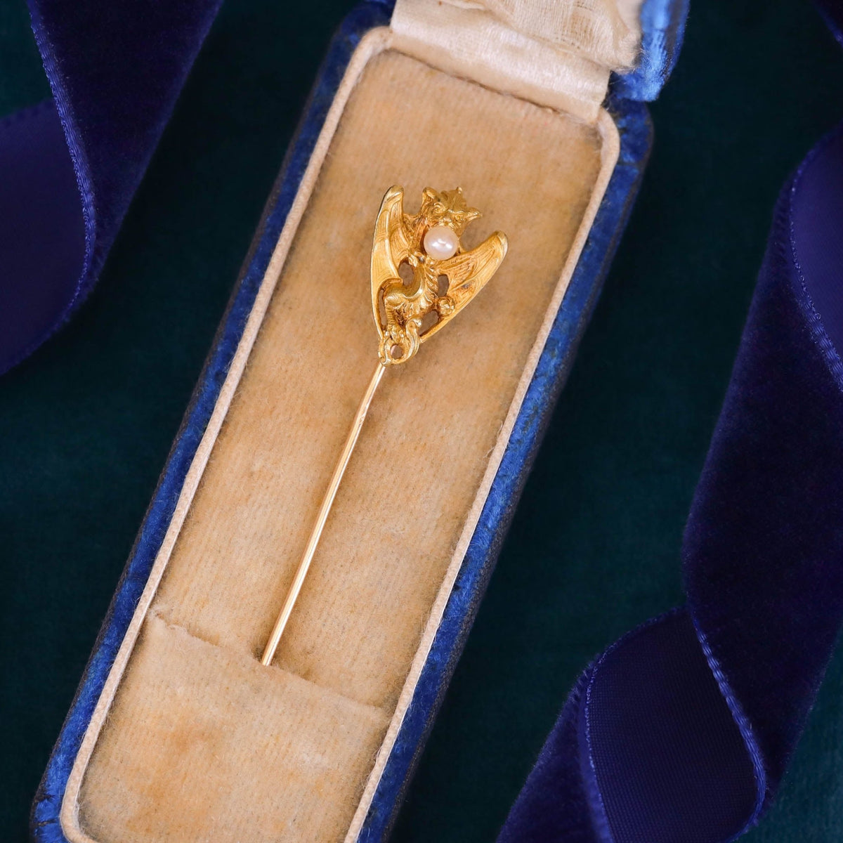 Antique French Dragon Stickpin of 18k Gold - Trademark Antiques