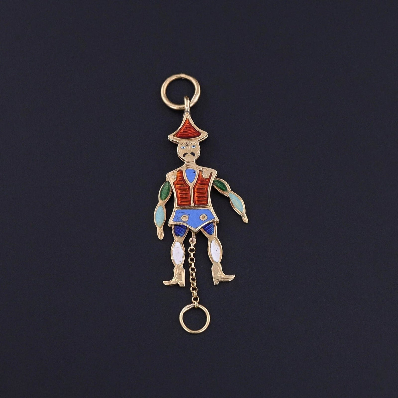 Antique French Enamel Charm of 18k Gold - Trademark Antiques