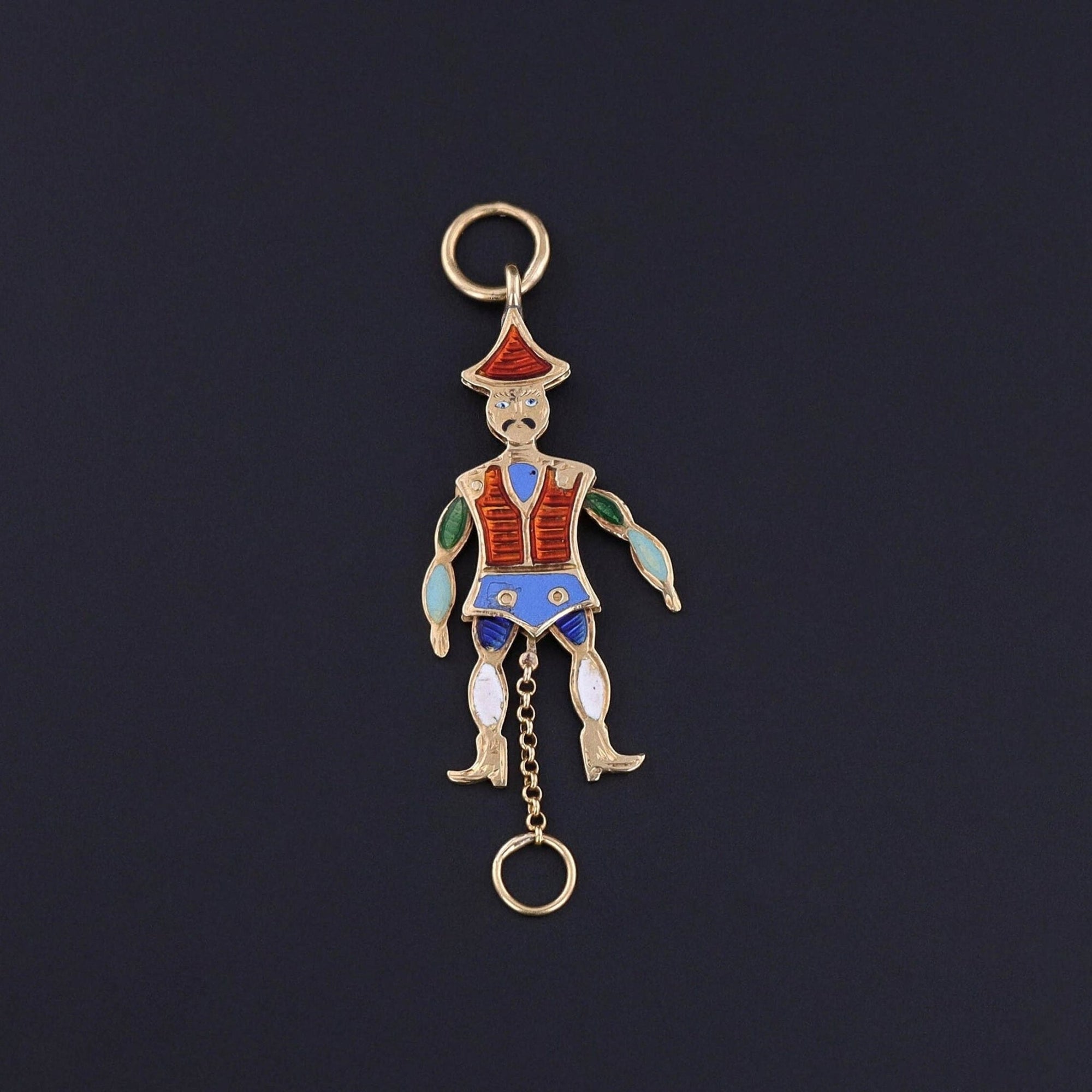 Antique French Enamel Charm of 18k Gold - Trademark Antiques