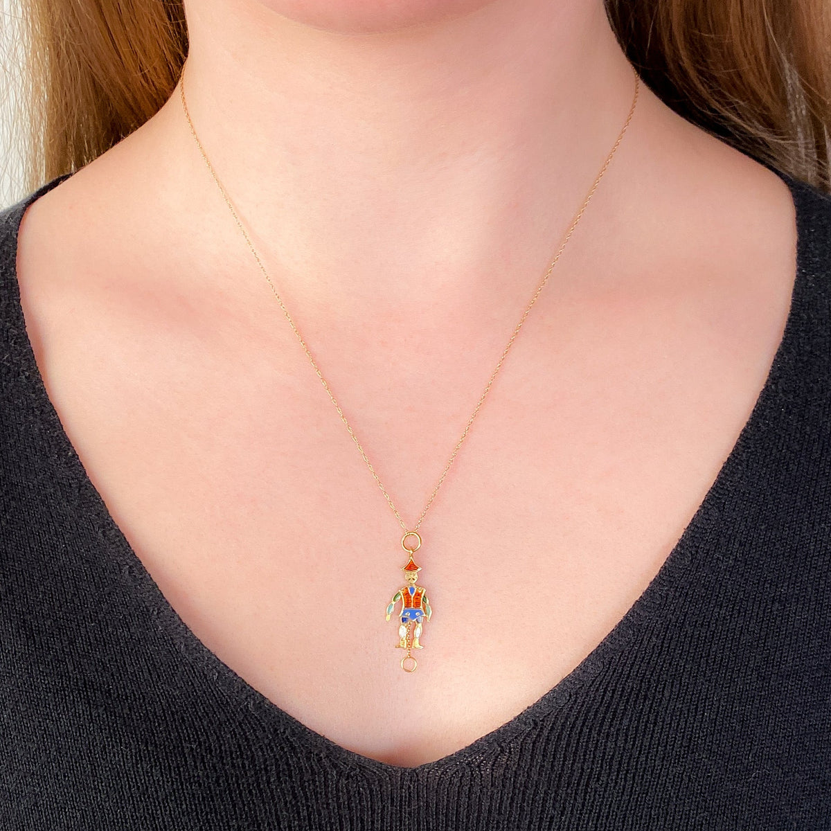 Antique French Enamel Charm of 18k Gold - Trademark Antiques