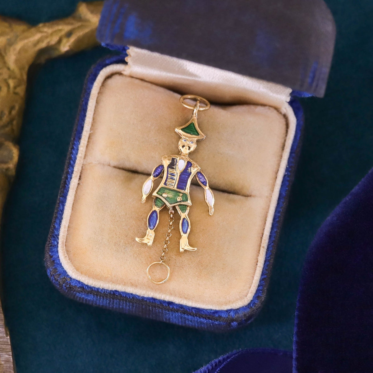Antique French Enamel Charm of 18k Gold - Trademark Antiques