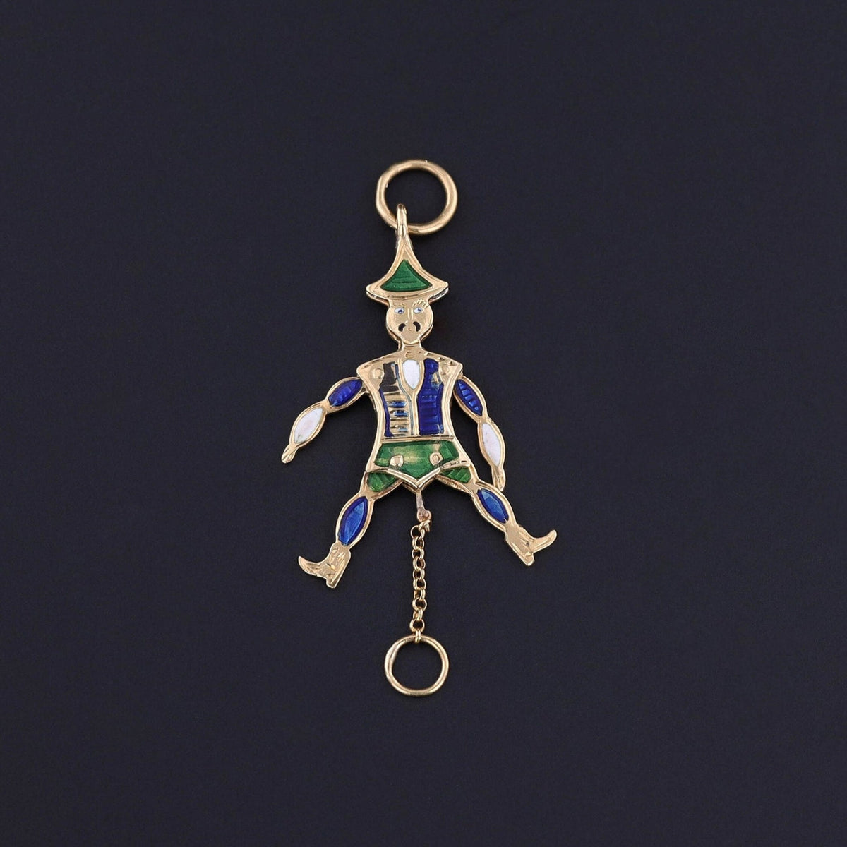 Antique French Enamel Charm of 18k Gold - Trademark Antiques