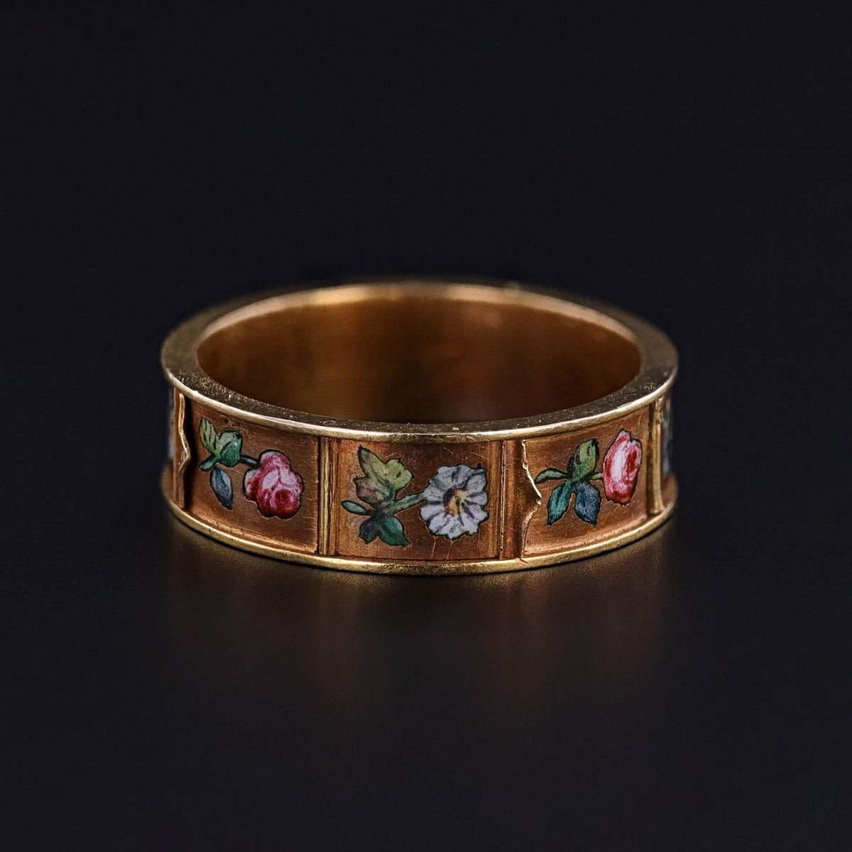 Antique French Enamel Compartment Love Token Ring of 20k Gold - Trademark Antiques