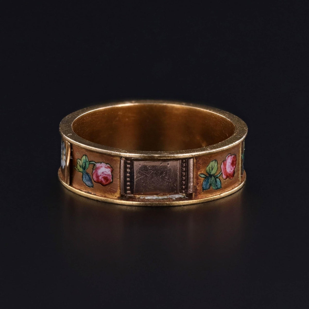 Antique French Enamel Compartment Love Token Ring of 20k Gold - Trademark Antiques