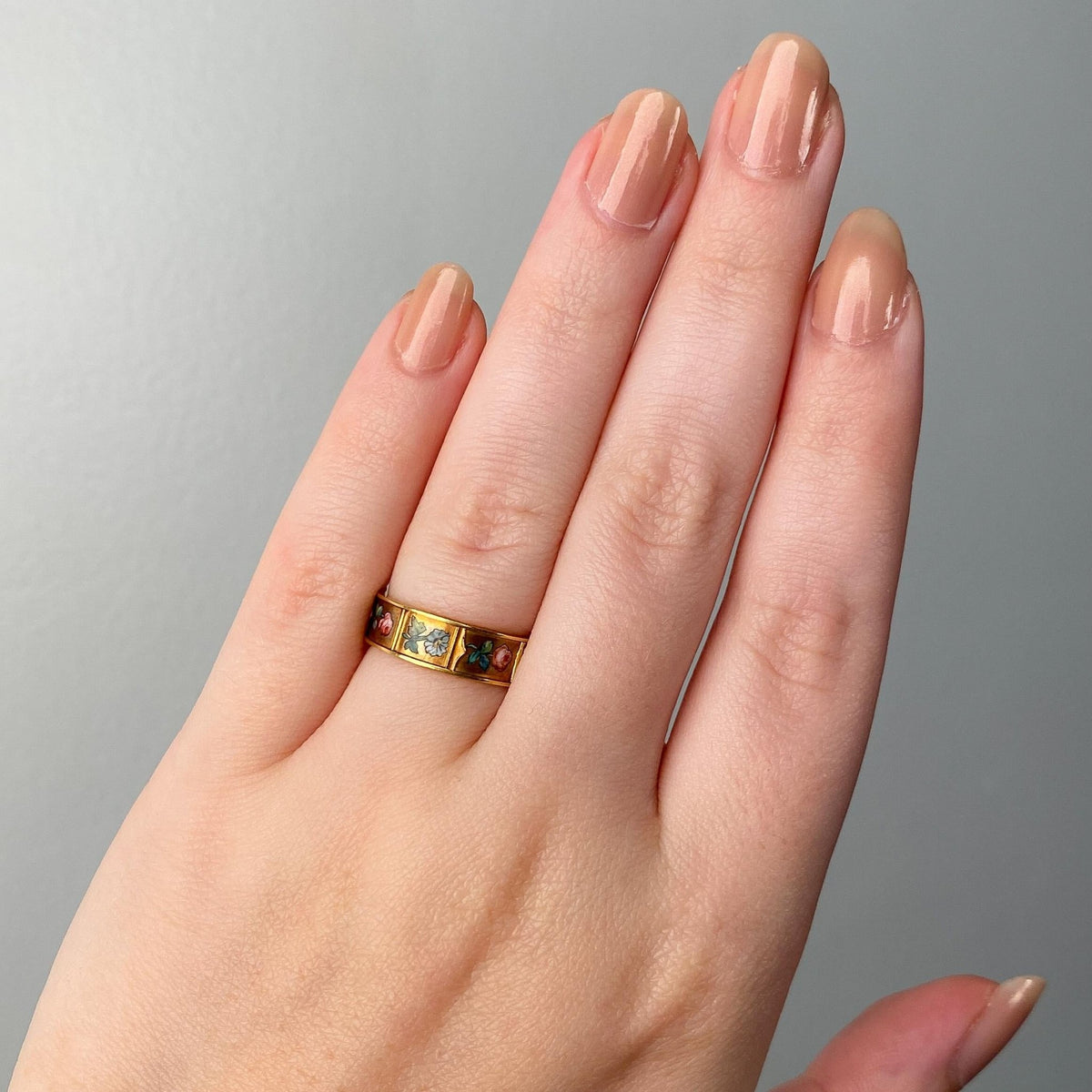 Antique French Enamel Compartment Love Token Ring of 20k Gold - Trademark Antiques