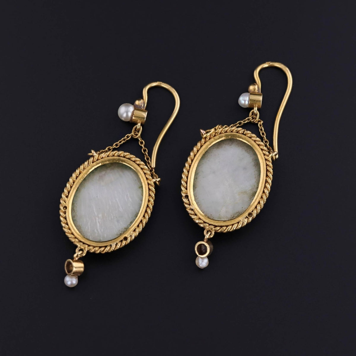 Antique French Enamel Flower Earrings of 18k Gold - Trademark Antiques