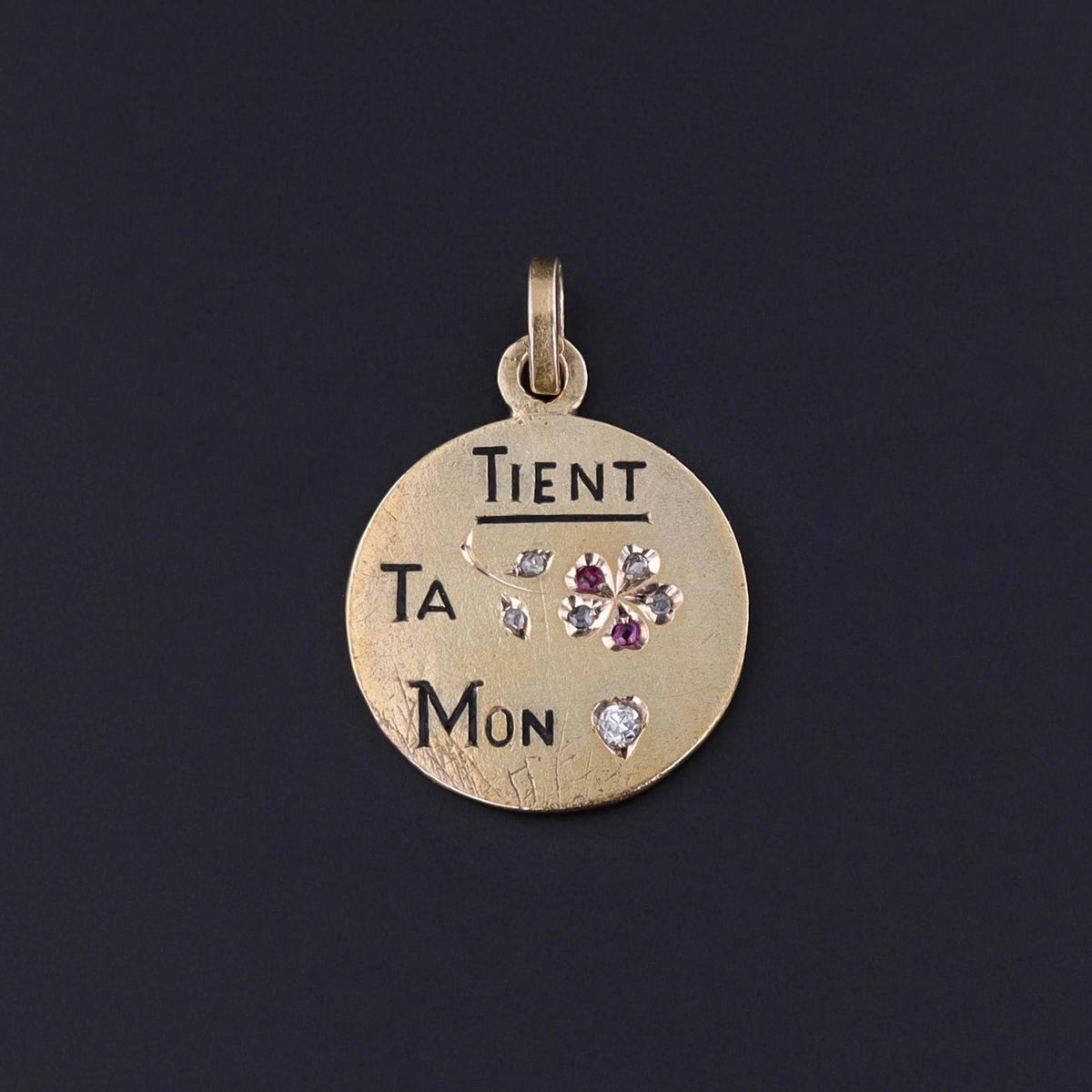 Antique French Love Token Charm of 14k Gold - Trademark Antiques