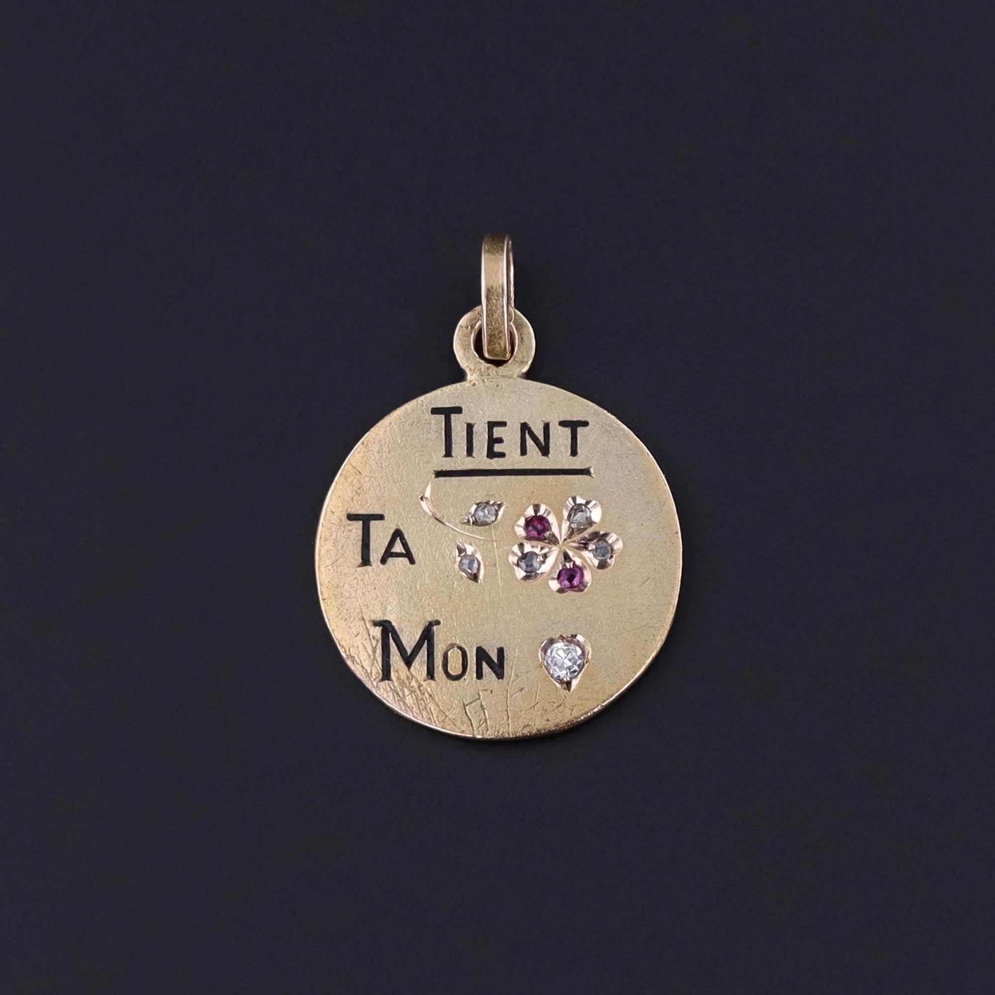 Antique French Love Token Charm of 14k Gold - Trademark Antiques