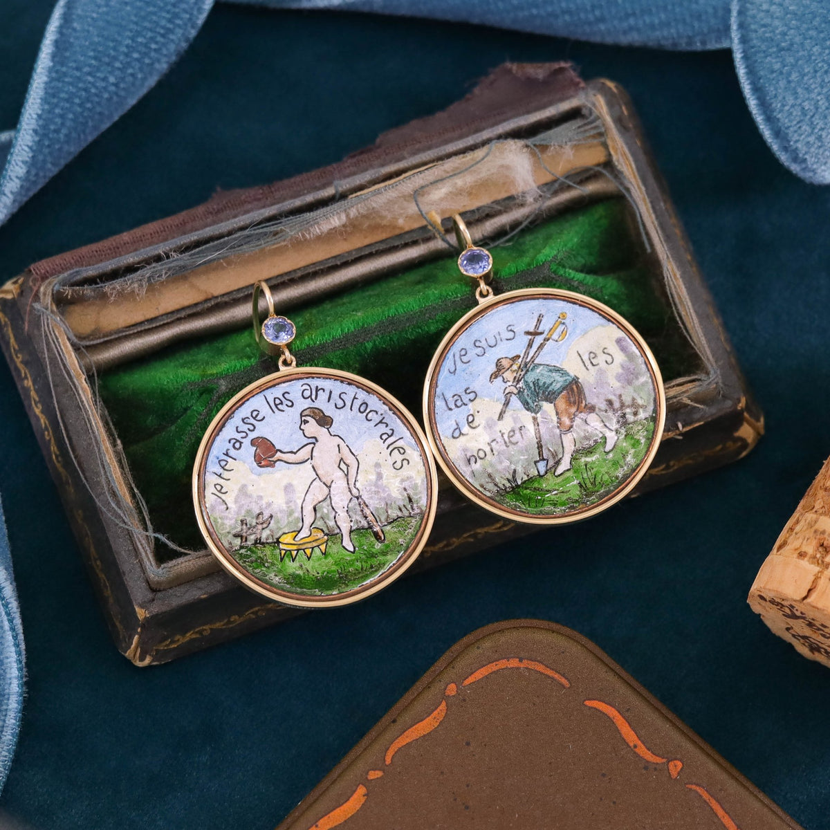 Antique French Revolution Button Earrings of 14k Gold - Trademark Antiques