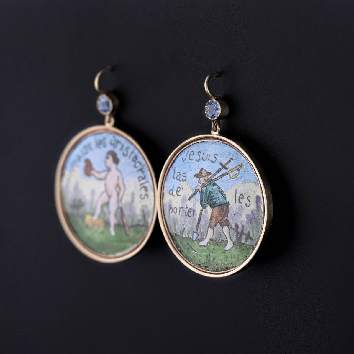 Antique French Revolution Button Earrings of 14k Gold - Trademark Antiques