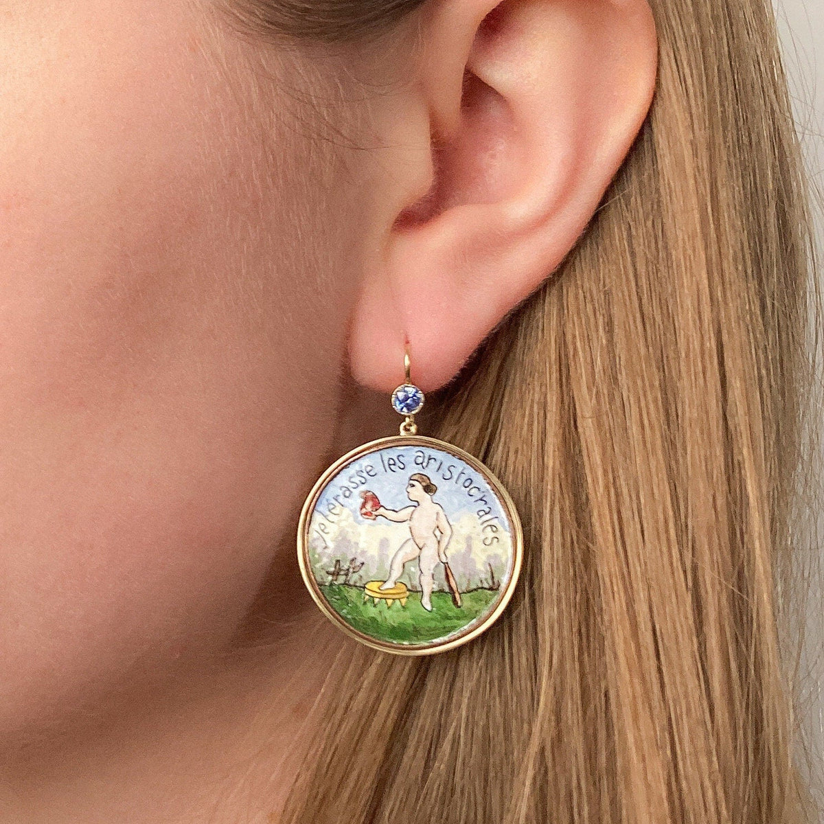 Antique French Revolution Button Earrings of 14k Gold - Trademark Antiques