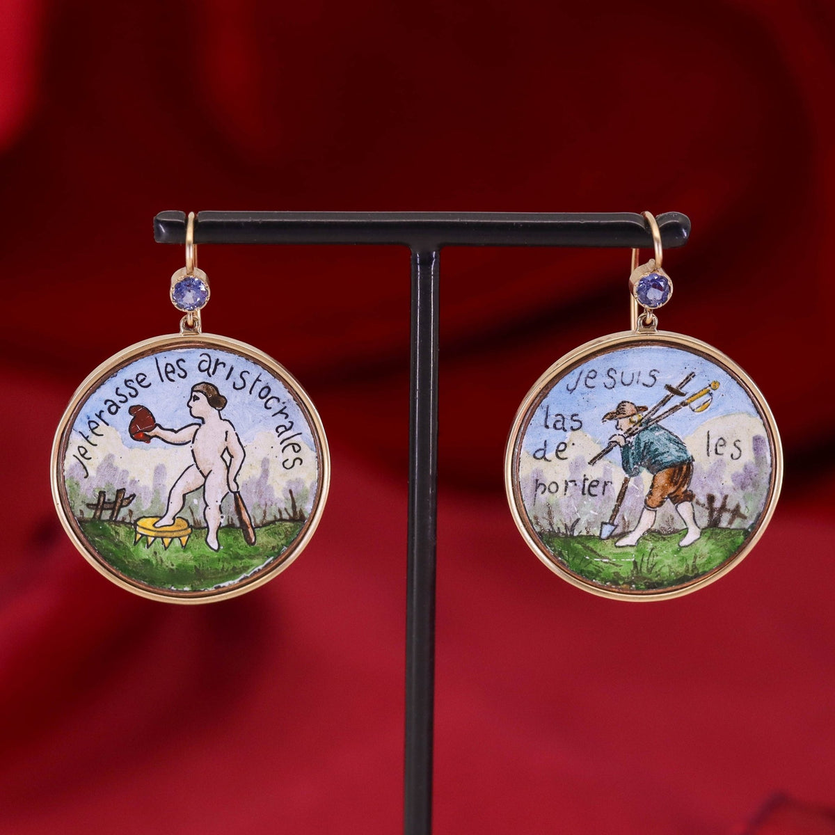 Antique French Revolution Button Earrings of 14k Gold - Trademark Antiques