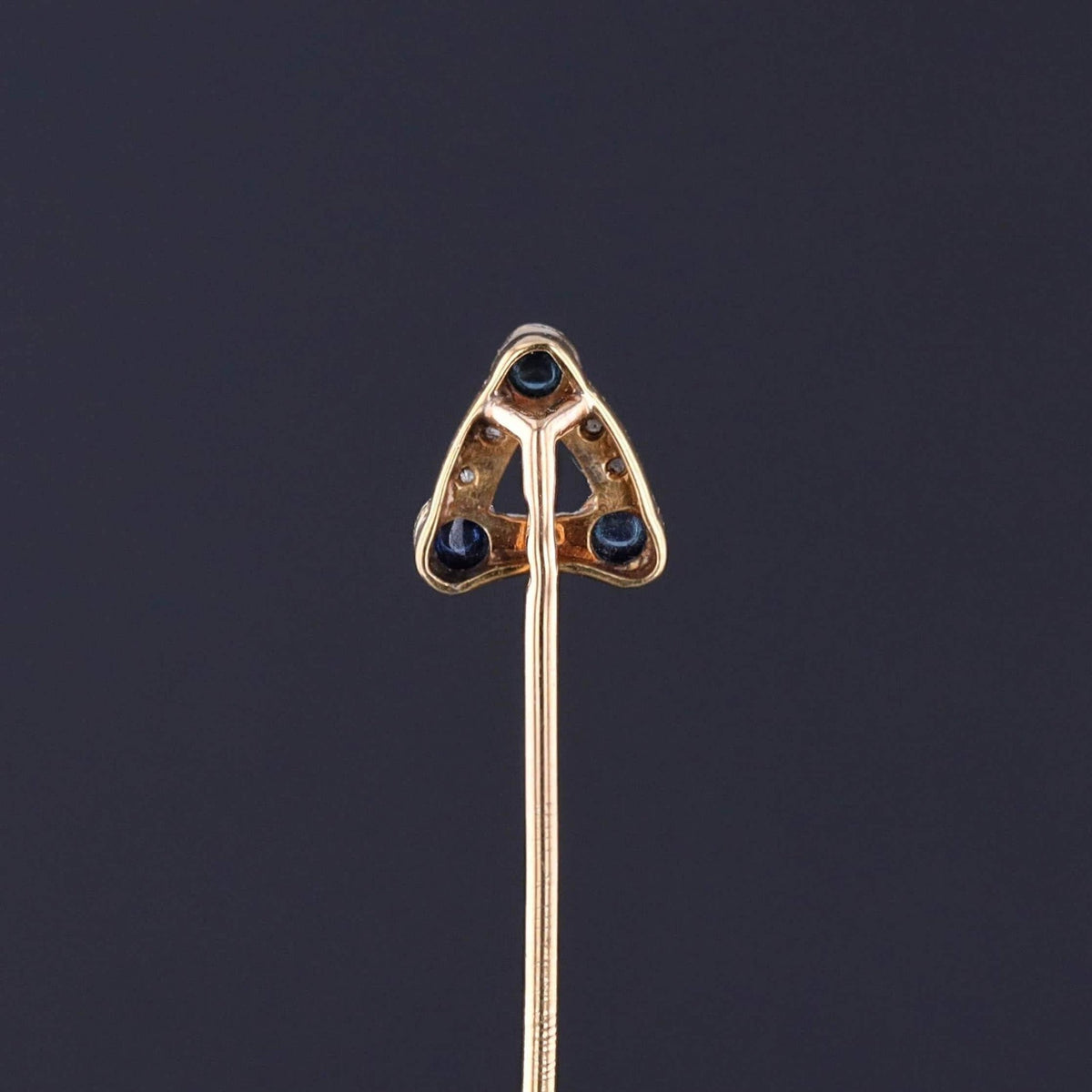 Antique French Sapphire and Diamond Stickpin of 18k Gold - Trademark Antiques