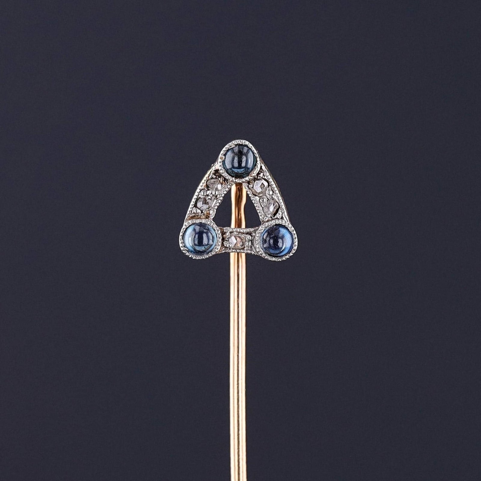 Antique French Sapphire and Diamond Stickpin of 18k Gold - Trademark Antiques