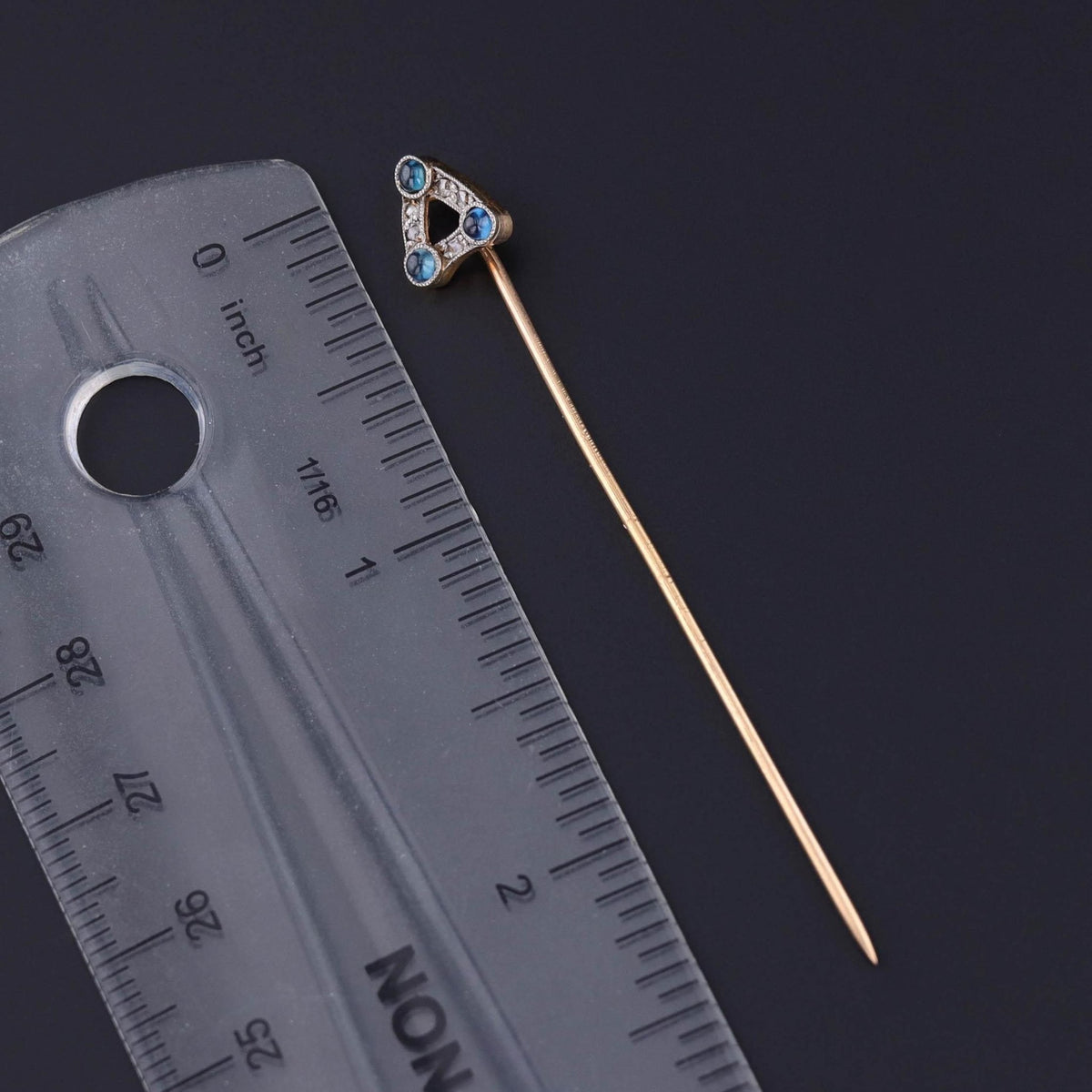 Antique French Sapphire and Diamond Stickpin of 18k Gold - Trademark Antiques
