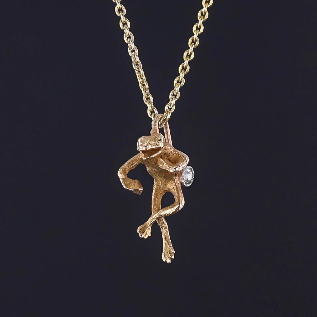 Antique Frog Necklace of 18k Gold - Trademark Antiques