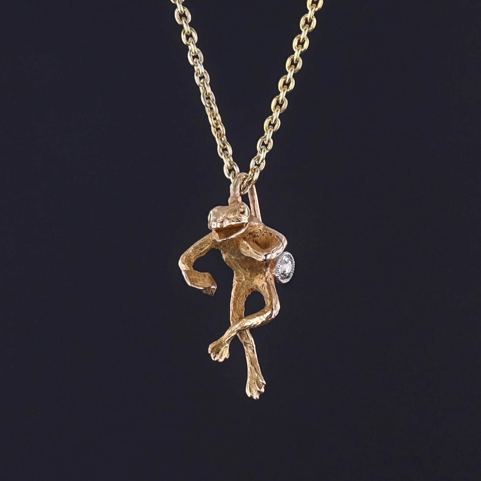 Antique Frog Necklace of 18k Gold - Trademark Antiques
