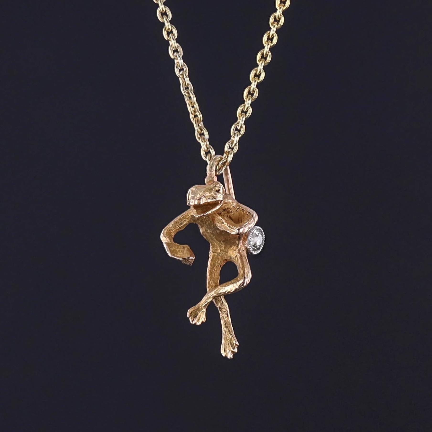 Antique Frog Necklace of 18k Gold - Trademark Antiques