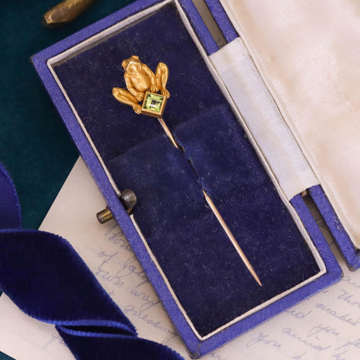 Antique Frog Stickpin of 18k and 14k Gold - Trademark Antiques