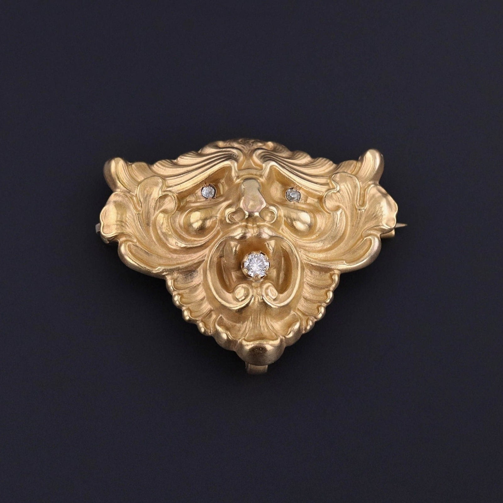 Antique Gargoyle Brooch of 12ct Gold - Trademark Antiques