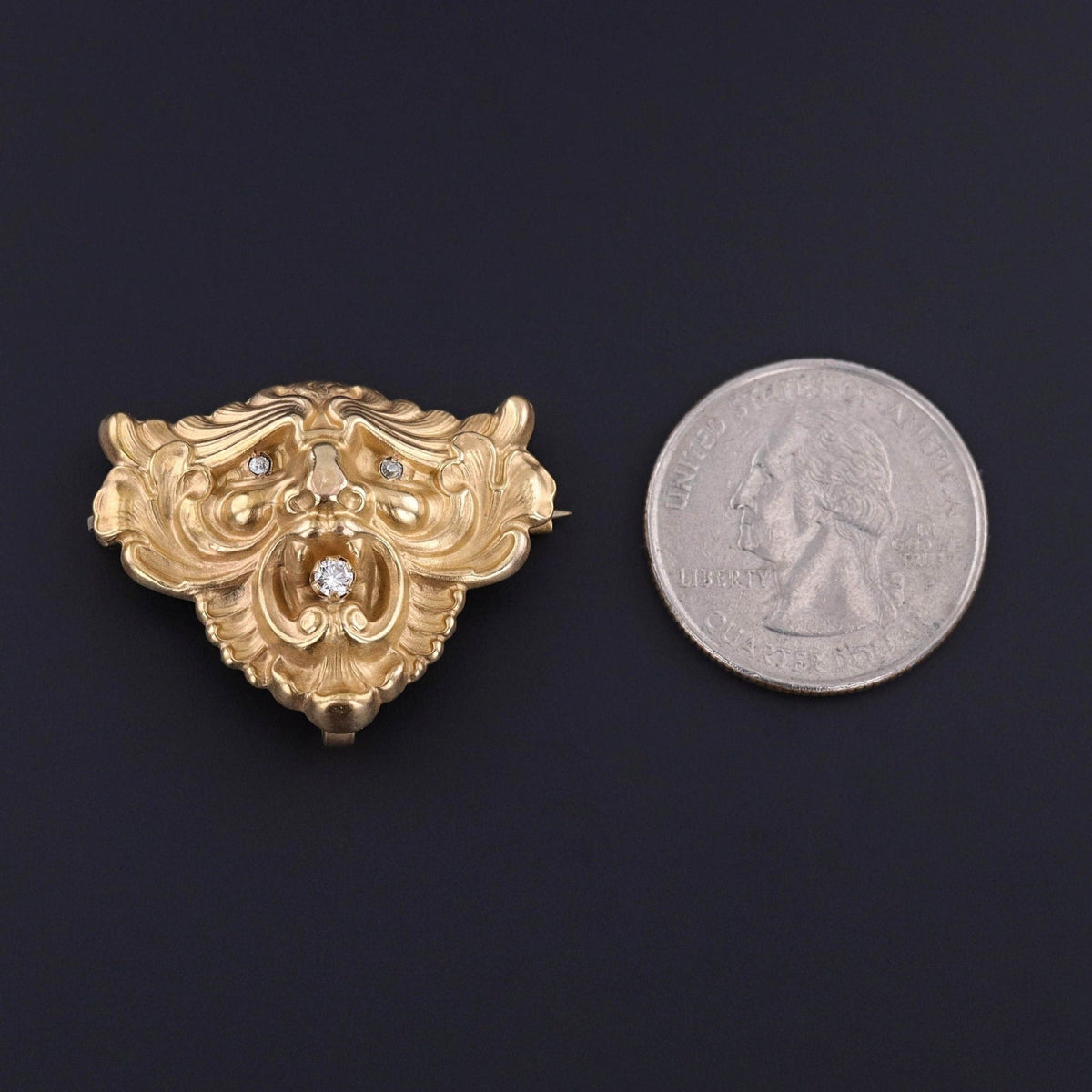 Antique Gargoyle Brooch of 12ct Gold - Trademark Antiques