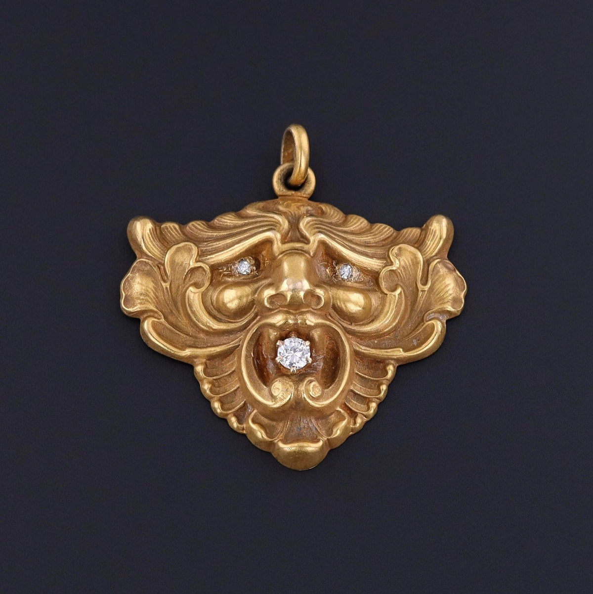 Antique Gargoyle Pendant of 10k Gold - Trademark Antiques