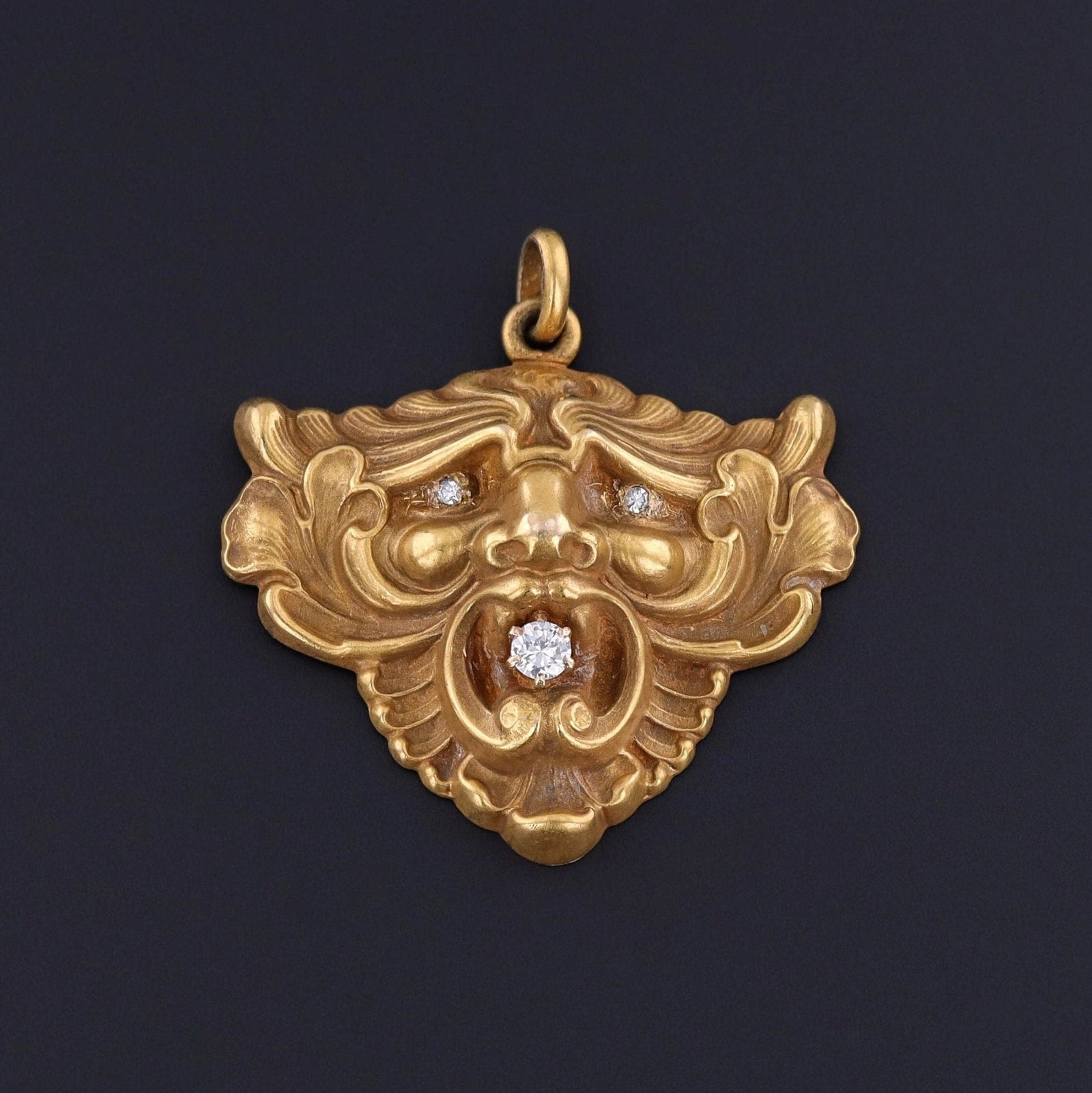 Antique Gargoyle Pendant of 10k Gold - Trademark Antiques