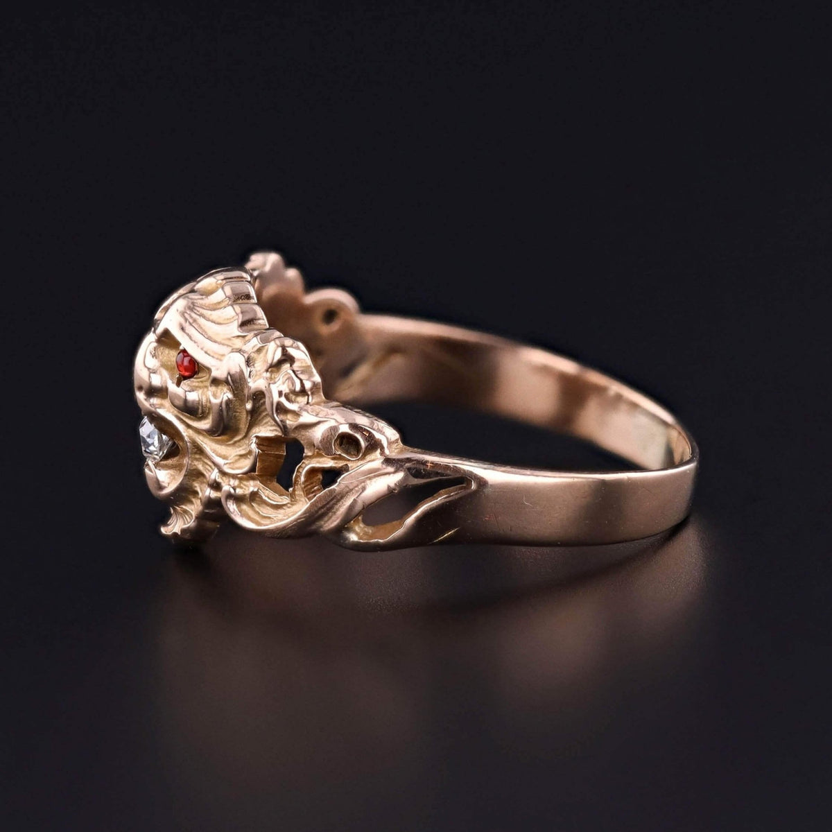 Antique Gargoyle Ring of 10k Gold - Trademark Antiques