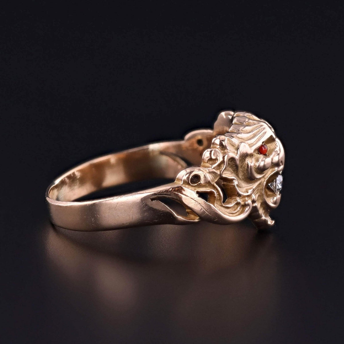 Antique Gargoyle Ring of 10k Gold - Trademark Antiques