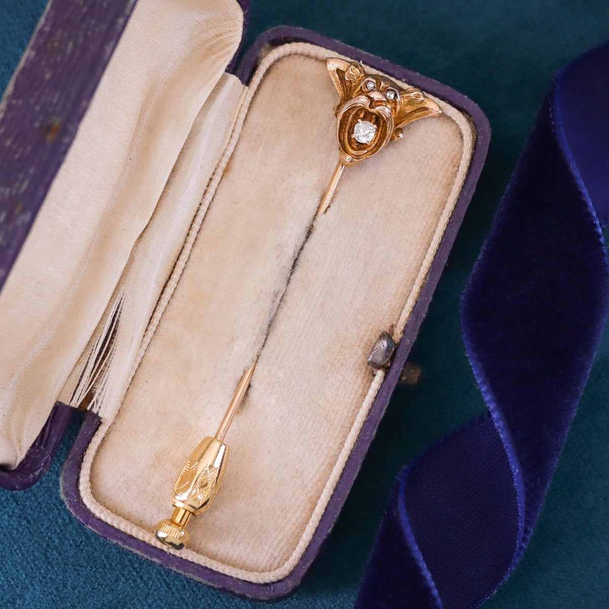 Antique Gargoyle Stickpin of 10k Gold - Trademark Antiques