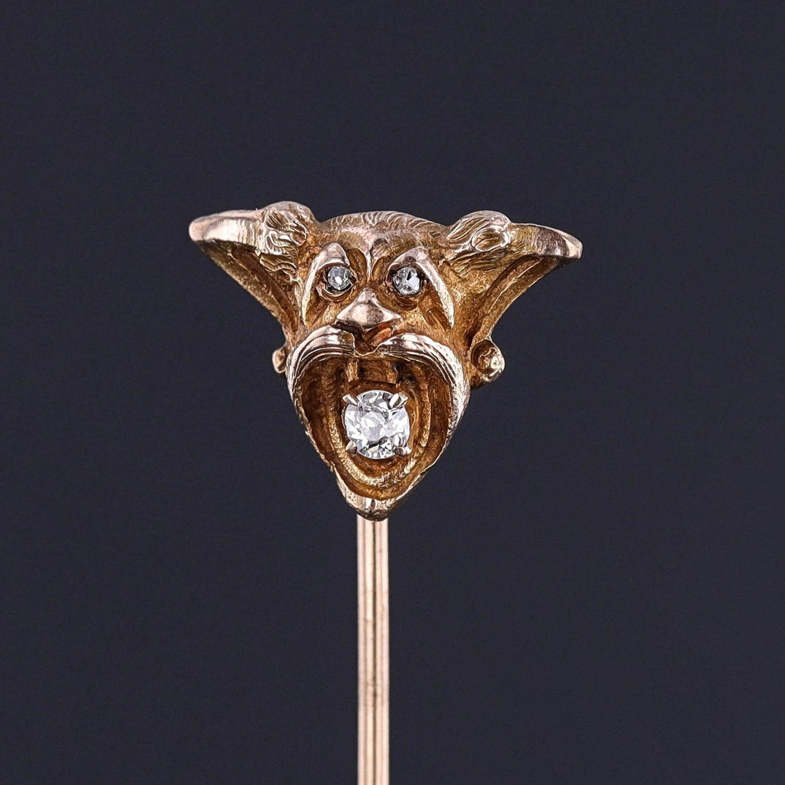 Antique Gargoyle Stickpin of 10k Gold - Trademark Antiques
