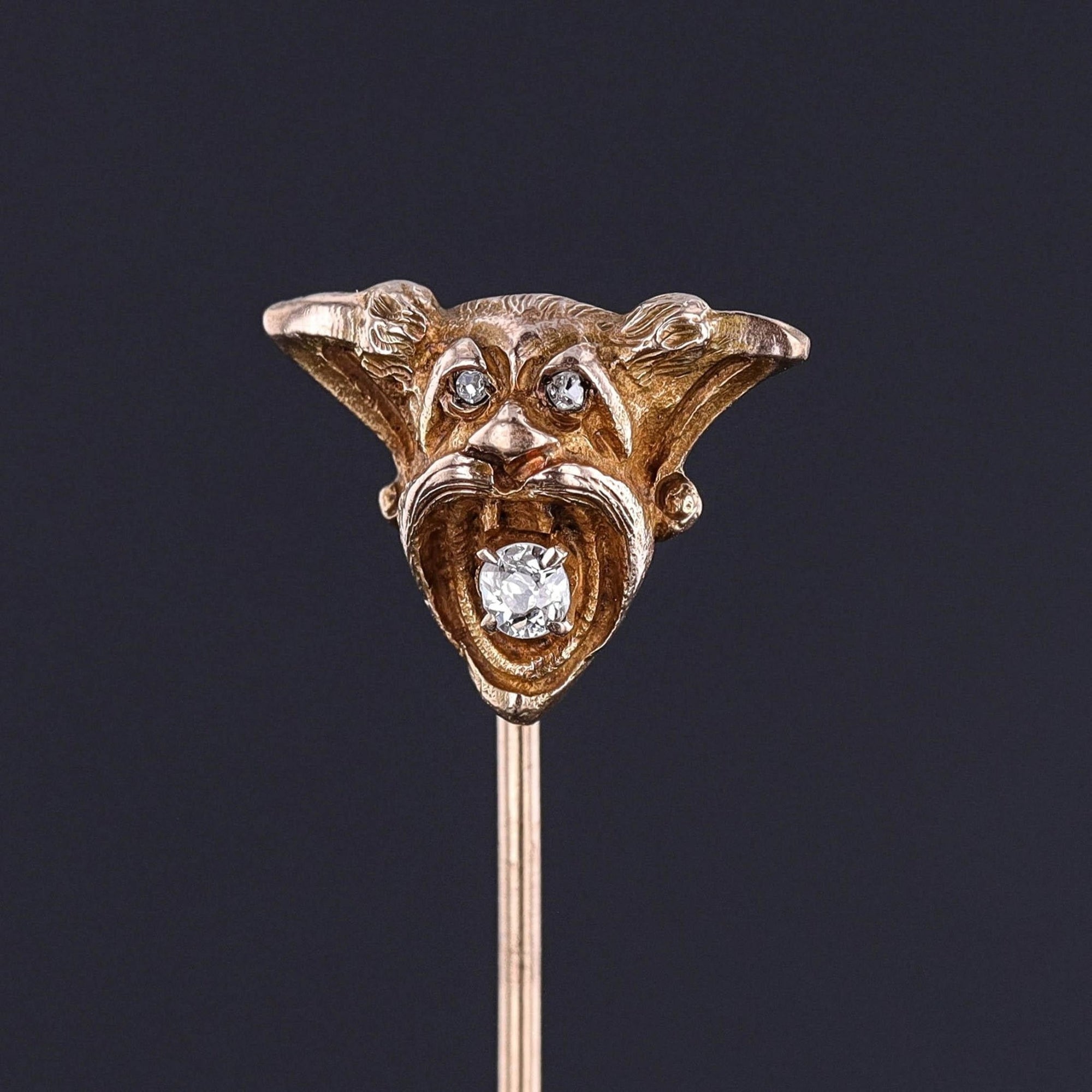 Antique Gargoyle Stickpin of 10k Gold - Trademark Antiques