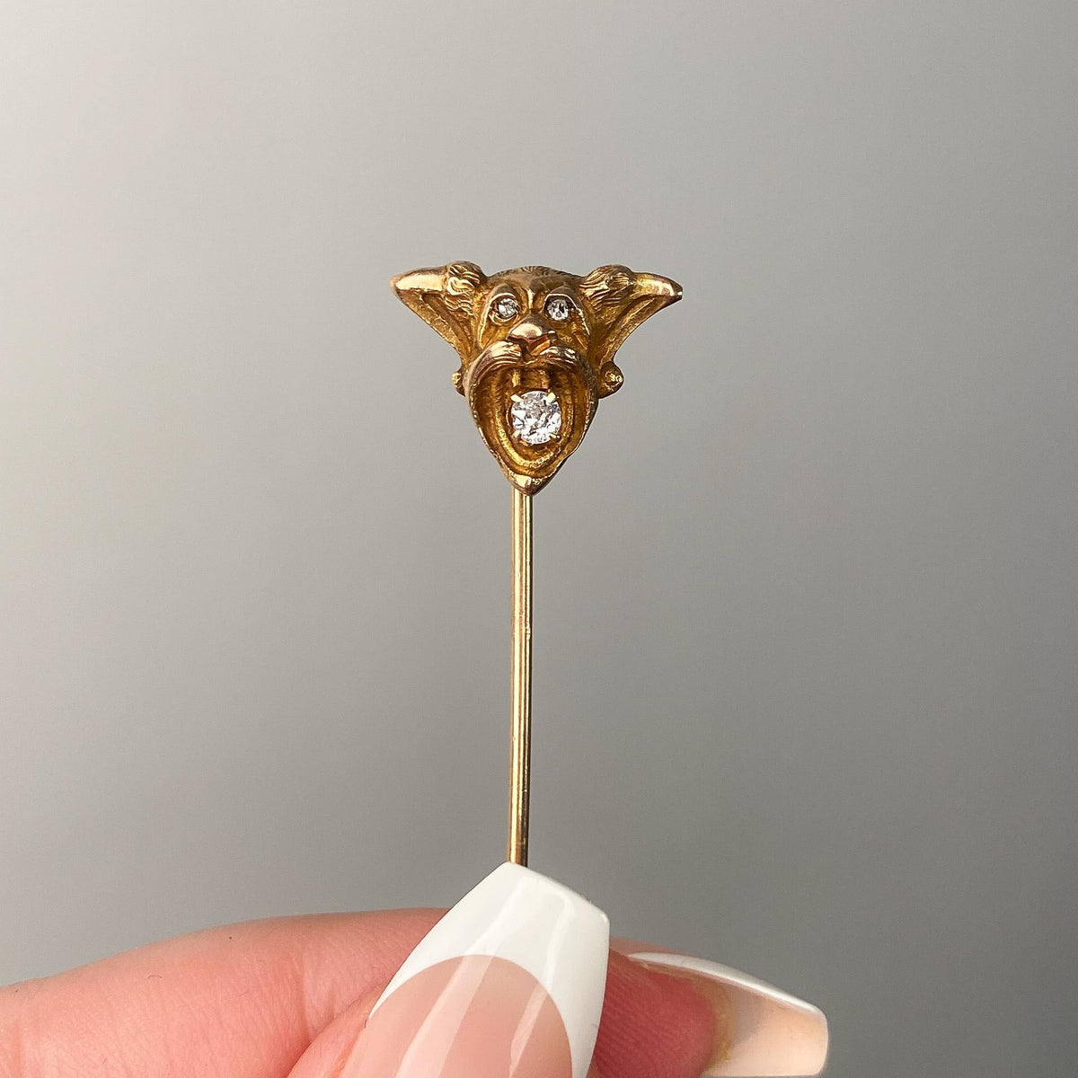 Antique Gargoyle Stickpin of 10k Gold - Trademark Antiques