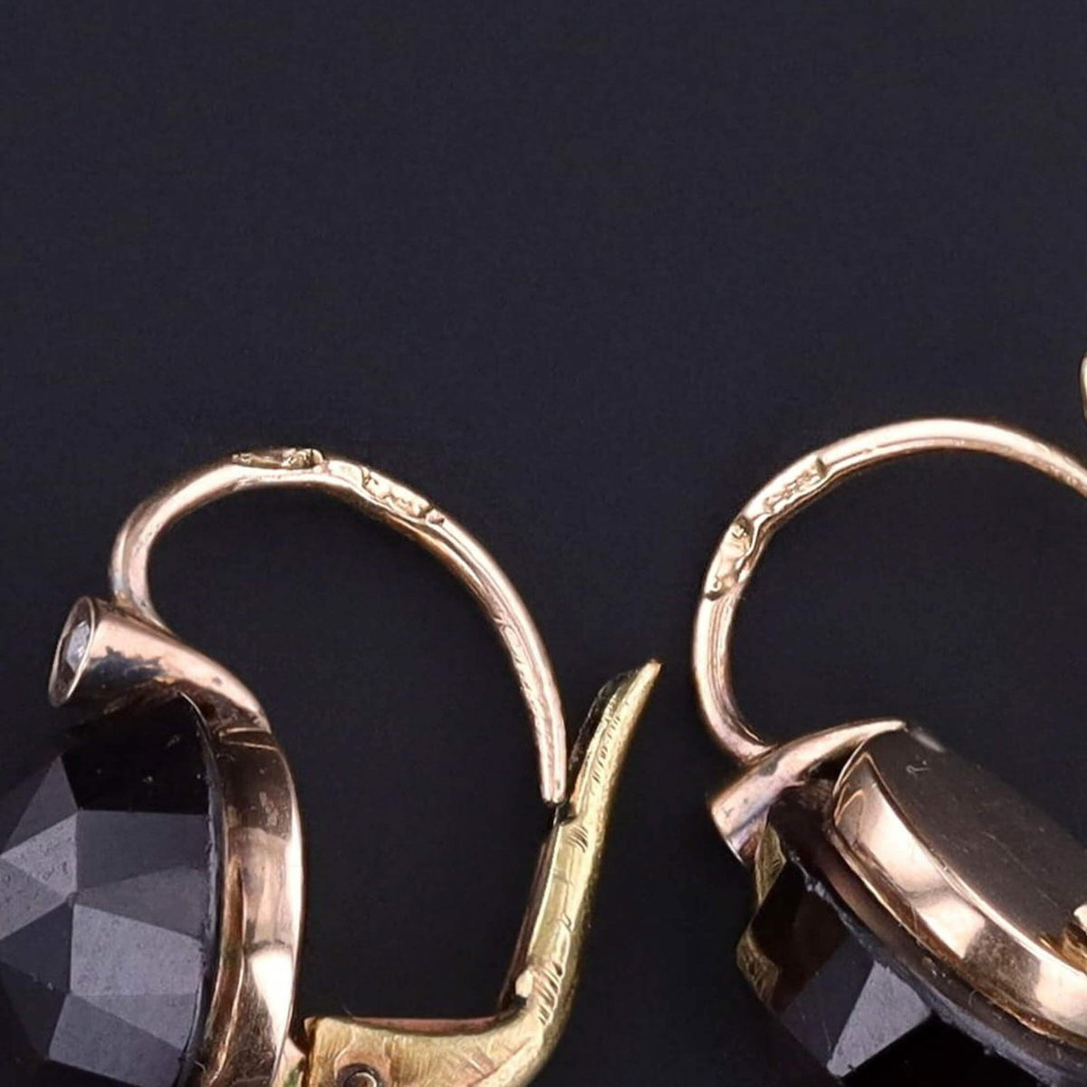 Antique Garnet and Diamond Earrings of 14k Gold - Trademark Antiques