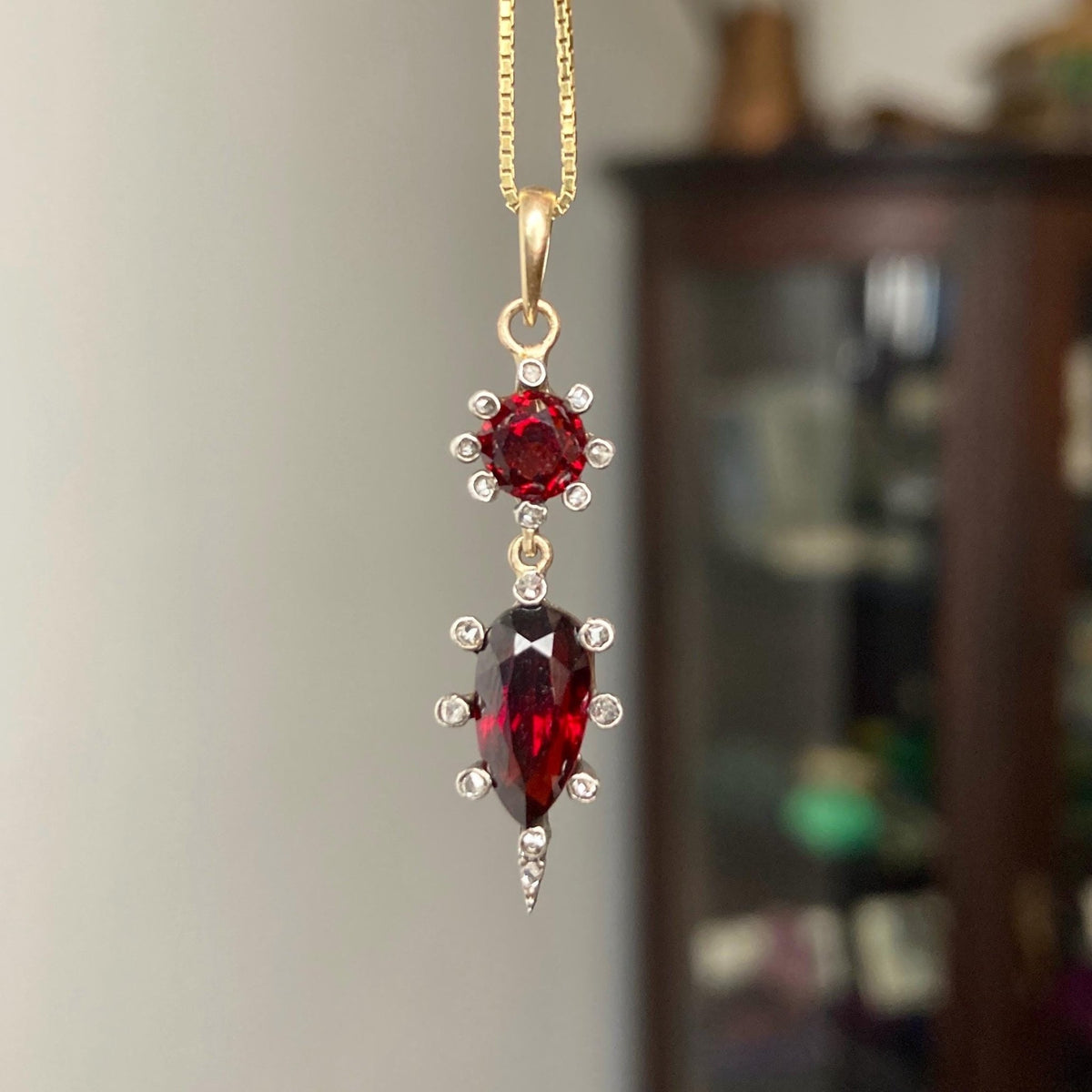 Antique Garnet and Diamond Pendant - Trademark Antiques