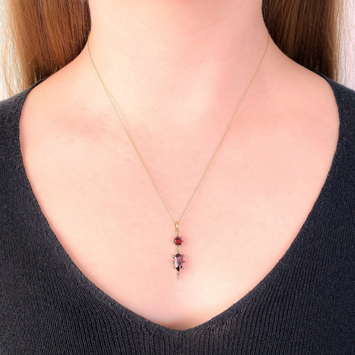 Antique Garnet and Diamond Pendant - Trademark Antiques