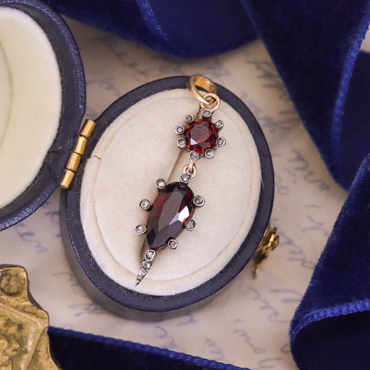 Antique Garnet and Diamond Pendant - Trademark Antiques