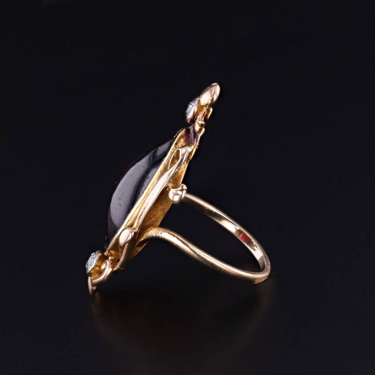 Antique Garnet and Diamond Ring of 14k Gold - Trademark Antiques