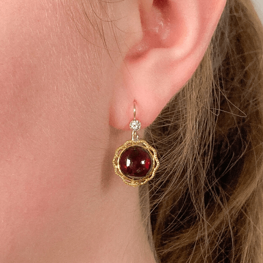 Antique Garnet and Diamond Snake Earrings - Trademark Antiques