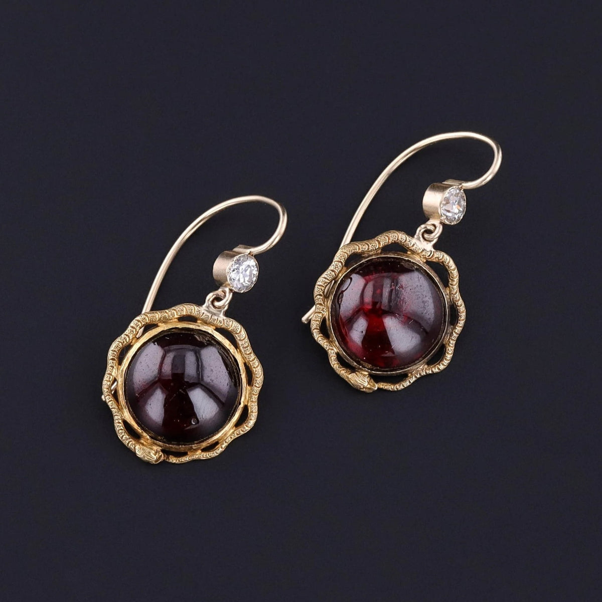 Antique Garnet and Diamond Snake Earrings - Trademark Antiques