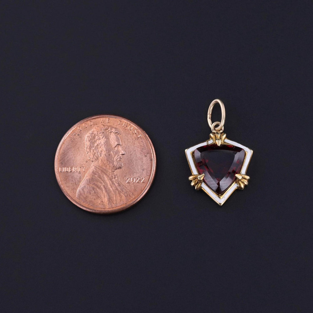 Antique Garnet and Enamel Charm of 14k Gold - Trademark Antiques