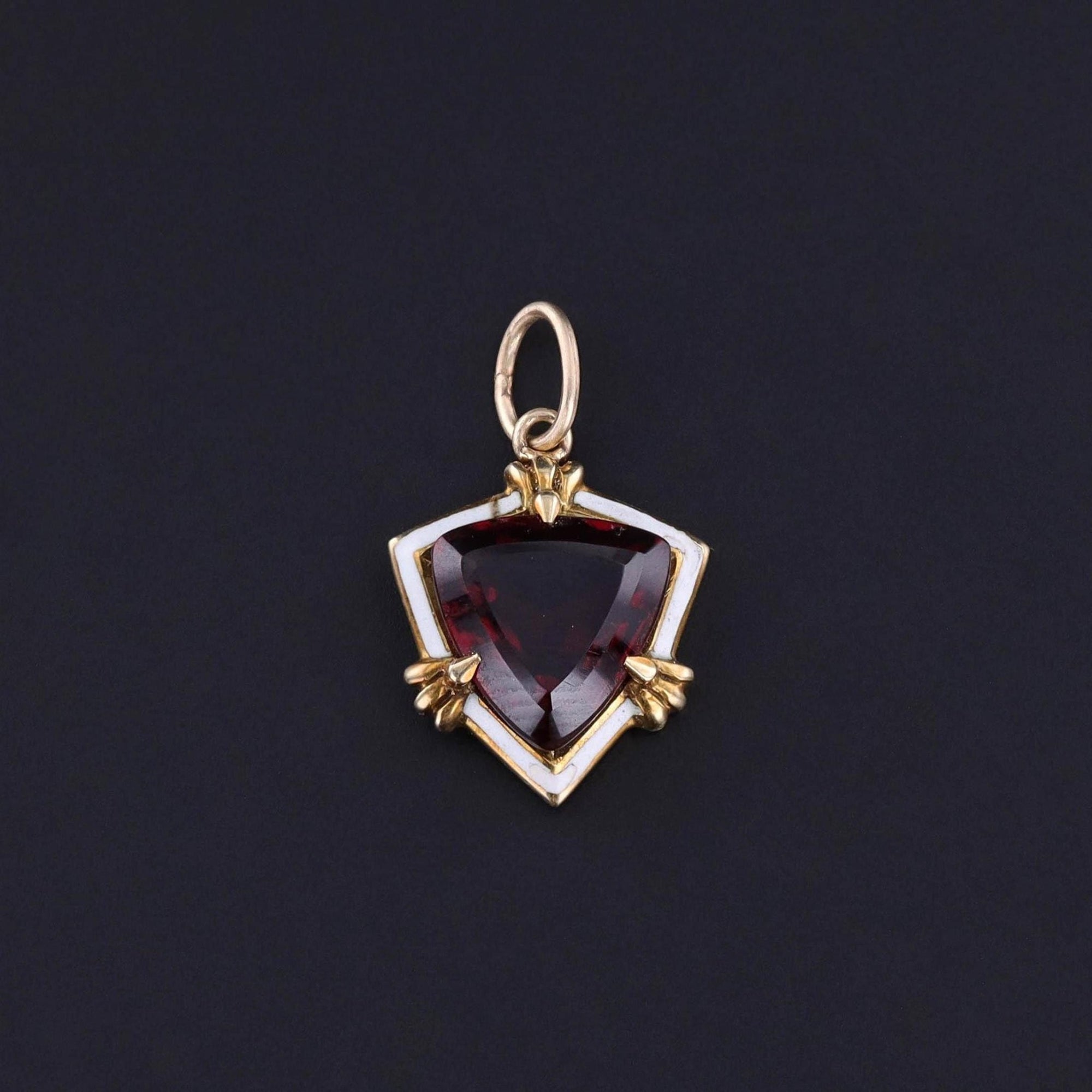 Antique Garnet and Enamel Charm of 14k Gold - Trademark Antiques