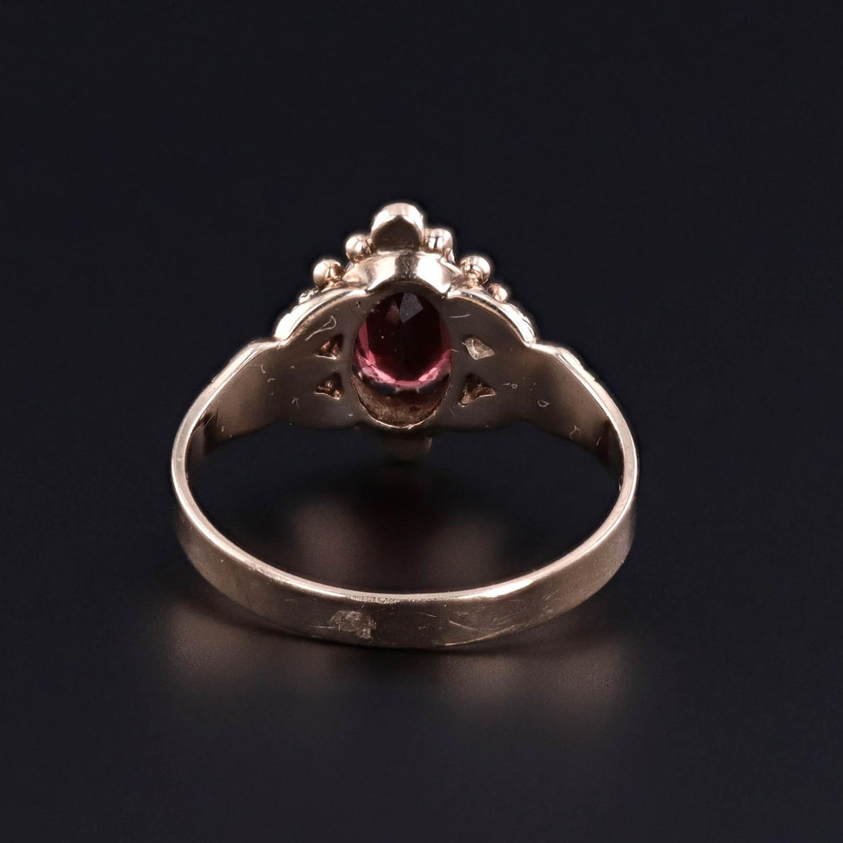 Antique Garnet and Pearl Ring of 10k Gold - Trademark Antiques