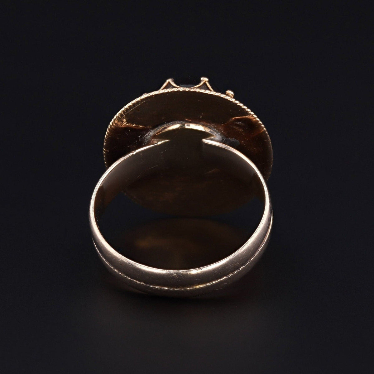 Antique Garnet and White Enamel Ring of 14k Gold - Trademark Antiques