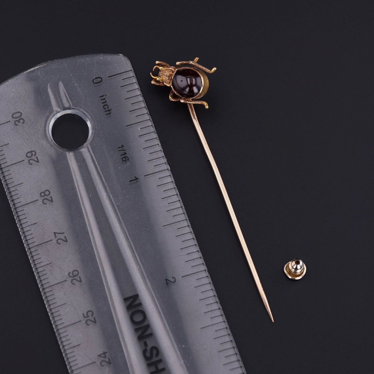 Antique Garnet Beetle Stickpin of 10k Gold - Trademark Antiques