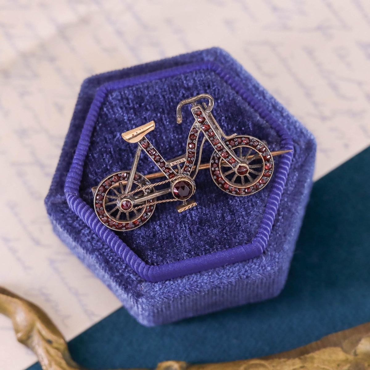 Antique Garnet Bicycle Brooch - Trademark Antiques