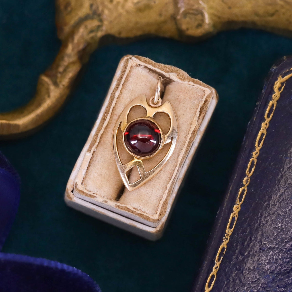 Antique Garnet Charm of 14k Gold - Trademark Antiques