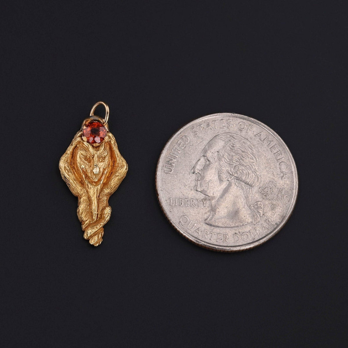 Antique Garnet Green Man Charm of 14k Gold - Trademark Antiques