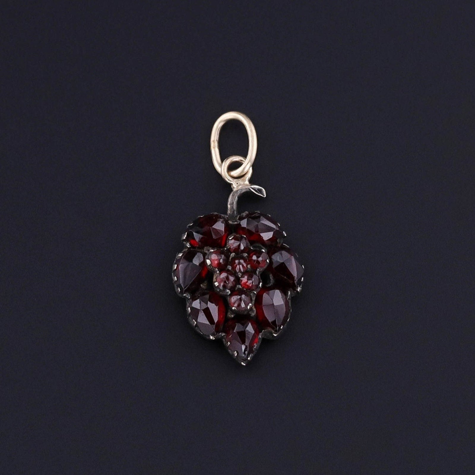 Antique Garnet Leaf Charm - Trademark Antiques