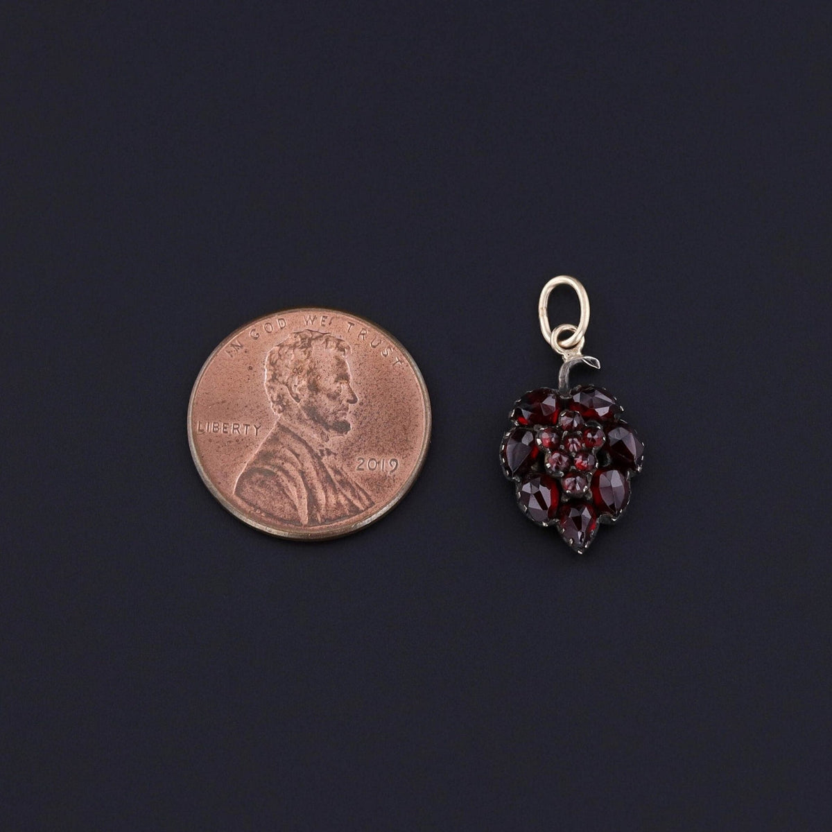 Antique Garnet Leaf Charm - Trademark Antiques
